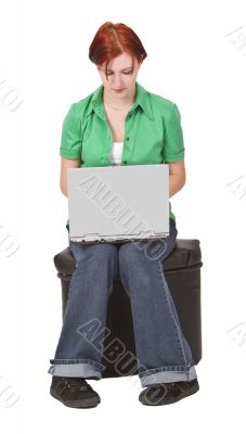 Teenager working on a laptop