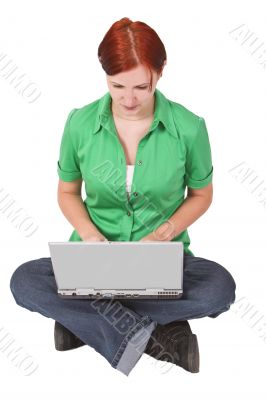 Working on a laptop