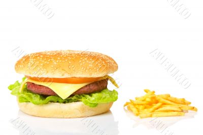 Cheeseburger and french fries