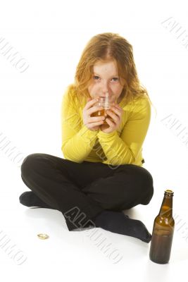 Neglected girl is drinking