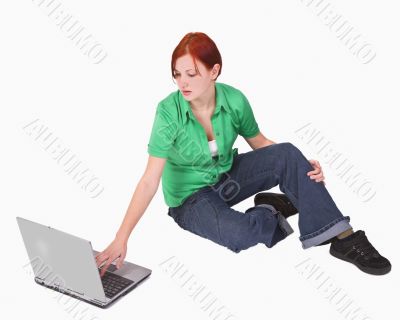 Teenage girl with laptop