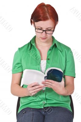 Redheaded girl reading