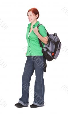 Redheaded girl backpacker