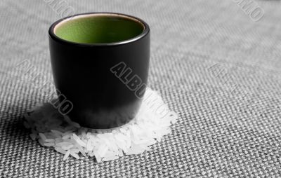 Cup on top of the rice
