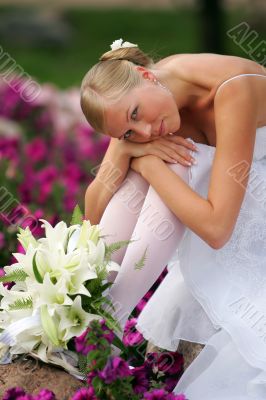 Sad looking sexy bride