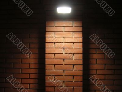Lighted brick wall