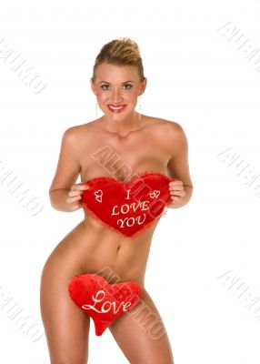 Sexy girl showing Valentine love