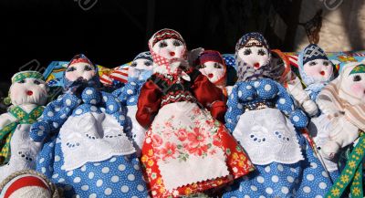 Traditional dolls at spring fair.