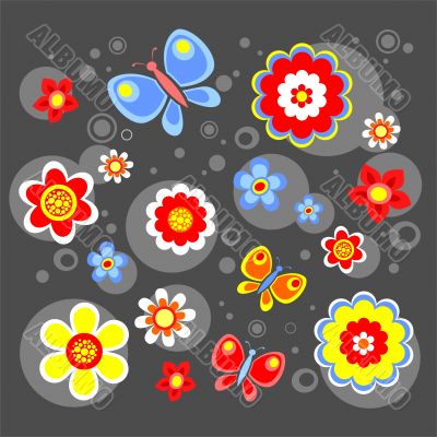 Black flowers background