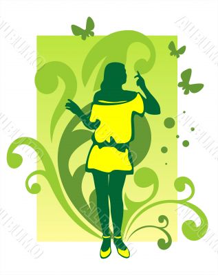 Woman on a floral background