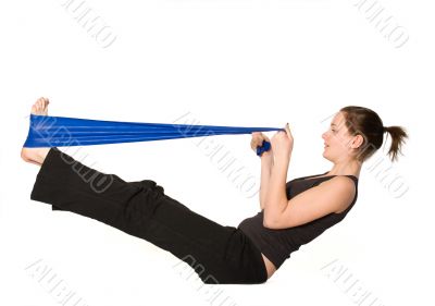 Woman stretching with a Resistance Band