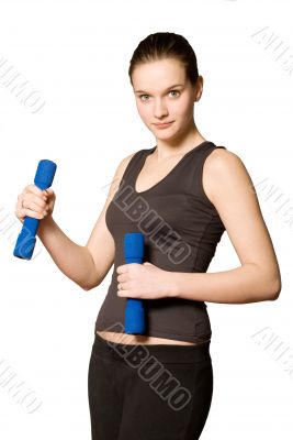 Young girl with weights