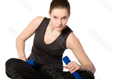 Sexy woman with weights