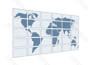 3d map of the world on transparent screens