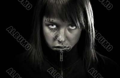 Angry model.