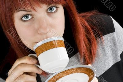 Girl sipping coffee