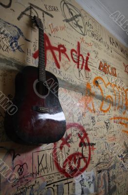 Wall in musical club.
