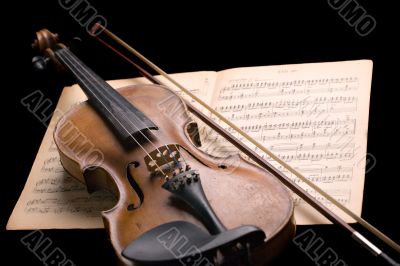violin on music sheet