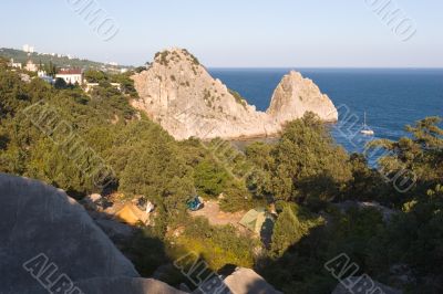 small coastal encampment