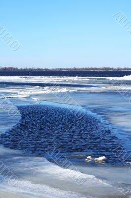 Drifting Ice on river