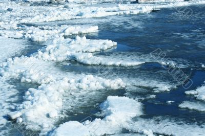 Drifting Ice on river