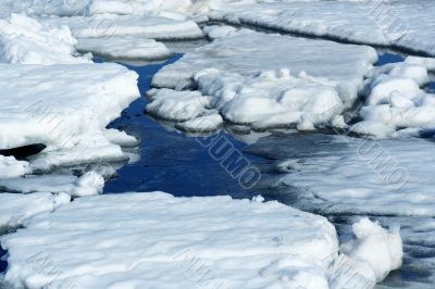 Drifting Ice on river