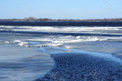 Drifting Ice on river