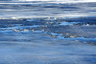 Drifting Ice on river