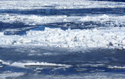 Drifting Ice on river