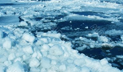 Blue Ice on river