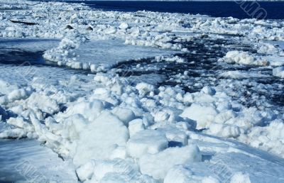 Drifting Ice on river