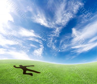 Skydiver falling from the sky.