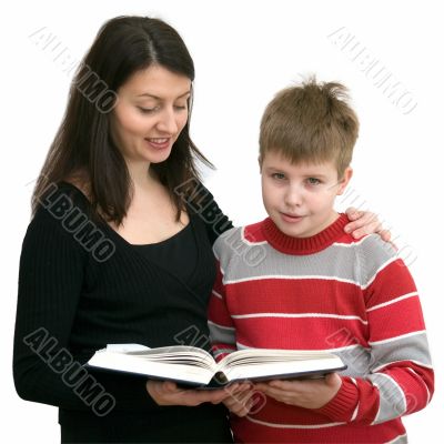 Family with book