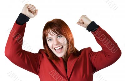 Girl rejoicing a win