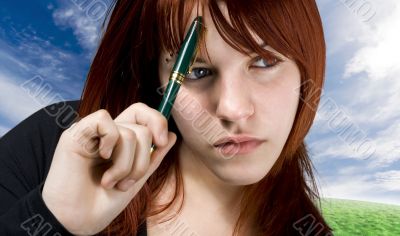Student girl thinking about a dilemma