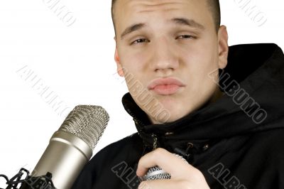 Music boy making a face