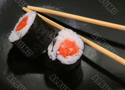 sushi and chopsticks