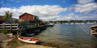 Dinghy ashore in fishing harbor