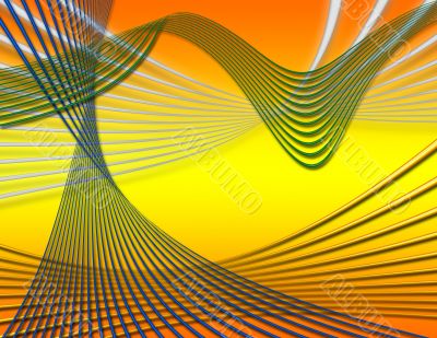 Wavy Colored Lines on Orange and Yellow Background