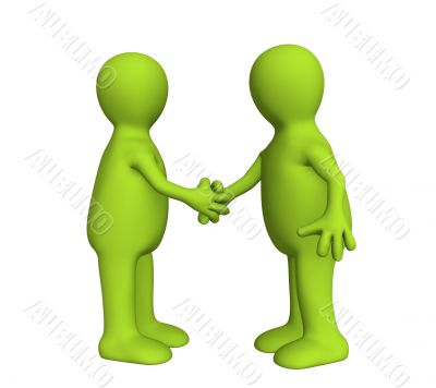 Shake hand  of two 3d stylized people