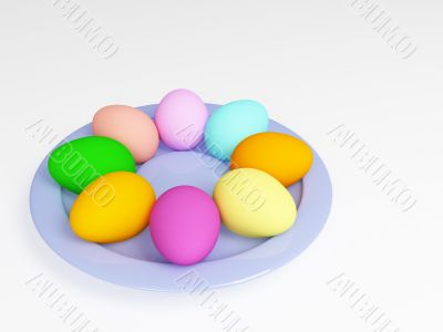 Easter eggs in a plate