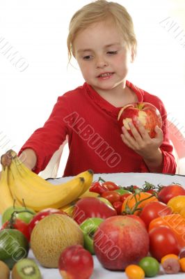 girl and fruits