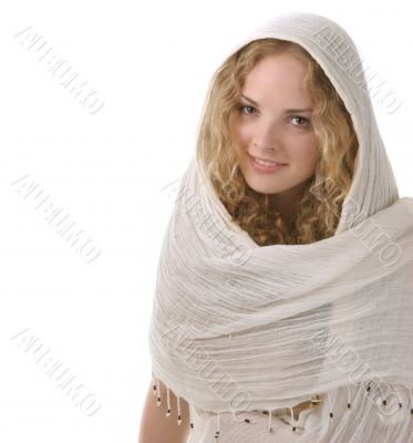 pretty young girl with a scarf