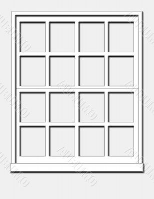 White Window isolated on a Grey Background