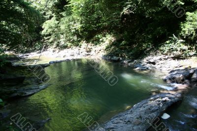 lake on mountain river