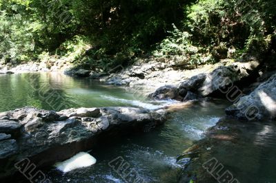 waterfall on mountain river