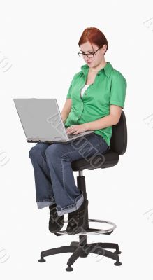 Working on a laptop
