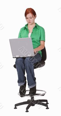 Working on a laptop