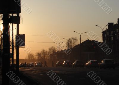 Street on a sunset.