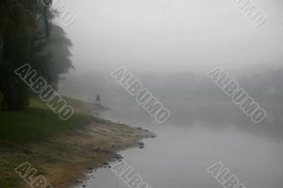 Walking along the shoreline